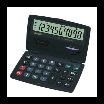 Calculadora preta Casio de bolso com visor LCD