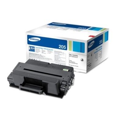 Cartucho de toner preto Samsung MLT-D205L com caixa branca e azul