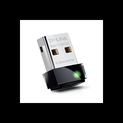 Adaptador USB TP-LINK wireless preto e prata isolado em fundo branco