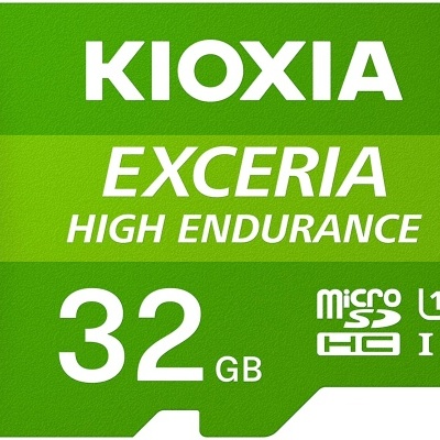 Cartão microSD verde KIOXIA EXCERIA HIGH ENDURANCE 32 GB.