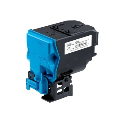 Cartucho de toner preto e azul com etiqueta branca