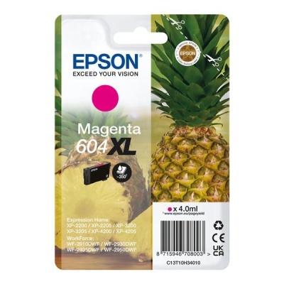 Embalagem de cartucho de tinta Epson Magenta 604 XL com imagem de ananás