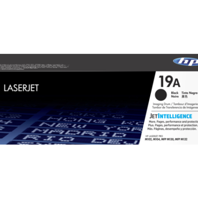 Caixa de toner HP LaserJet 19A preto com texto JetIntelligence