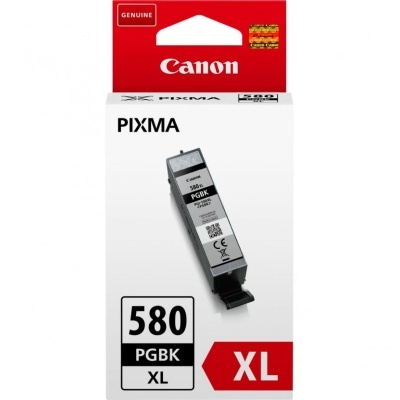 Cartucho de tinta Canon PIXMA 580 PGBK XL com embalagem branca e vermelha