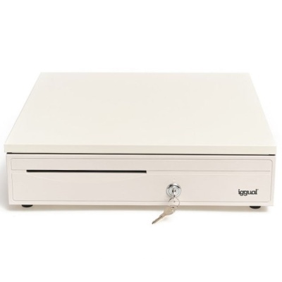 Gaveta de caixa registadora creme com fechadura e chave