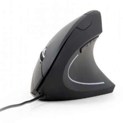 Rato ergonómico vertical preto com botão e cabo