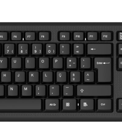 teclado preto FANTECH com teclas brancas e teclado numérico