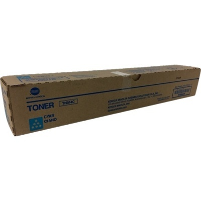 Caixa de toner ciano Konica Minolta TN514C em cartão castanho