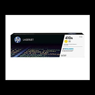 Toner HP LaserJet 410A amarelo em caixa de embalagem para impressoras