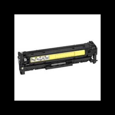 Cartucho de toner preto para impressora com etiqueta amarela e instruções visuais.