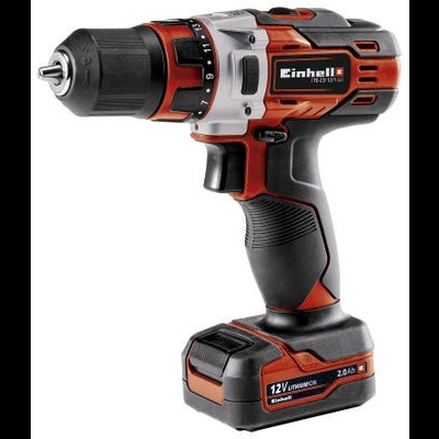 Parafusadora elétrica sem fio Einhell preta e vermelha com bateria 12V 2.0Ah