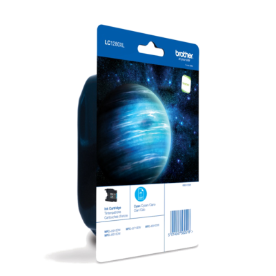 Embalagem de toner Brother LC1280XL azul com imagem de planeta