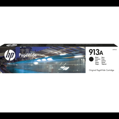 Cartucho de tinta preto HP PageWide 913A em embalagem retangular