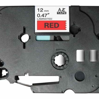 Fita de rotuladora AZ TAPE laminada vermelha 12 mm