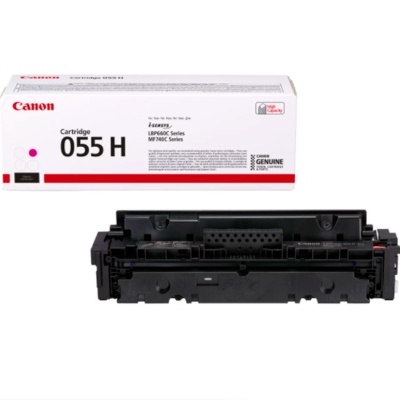 Cartucho de toner Canon 055H com caixa branca e preto