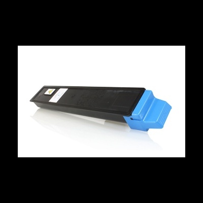 Cartucho de toner preto com parte azul em fundo branco