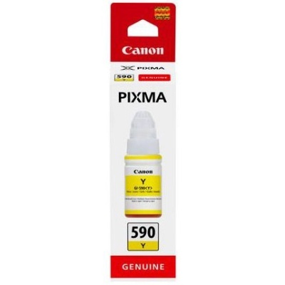 Frasco de tinta amarela Canon PIXMA 590 Y com embalagem