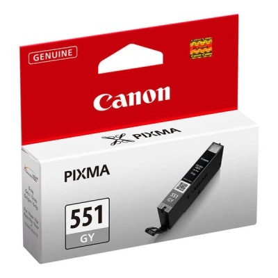 Cartucho de tinta Canon PIXMA 551 GY cinza em embalagem vermelha e branca