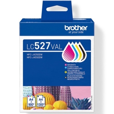 Embalagem de tinteiro Brother LC527VAL com cores CMYK para impressoras MFC-J4350DW e MFC-J4550DW