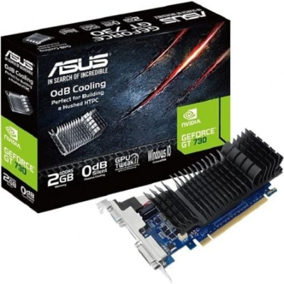 Placa gráfica ASUS GeForce GT 730 com cooler passivo e caixa