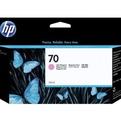 Embalagem de tinta HP Light Magenta 130 ml com borboletas azuis
