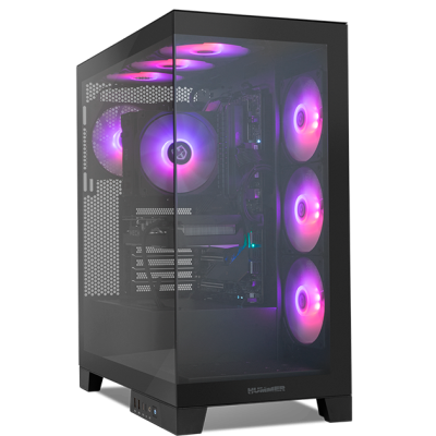 Computador de secretária com luzes RGB e vidro temperado