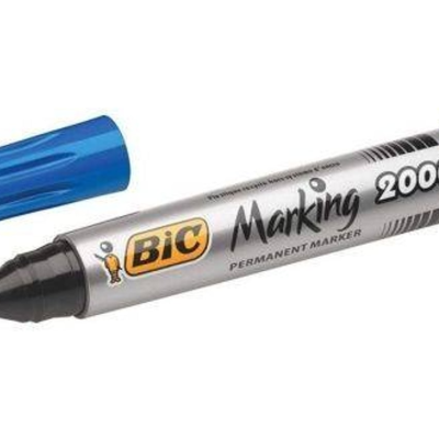 Marcador permanente BIC Marking 2000 com tampa azul e corpo prateado