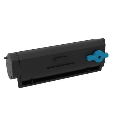 cartucho de toner preto com botão azul em fundo branco