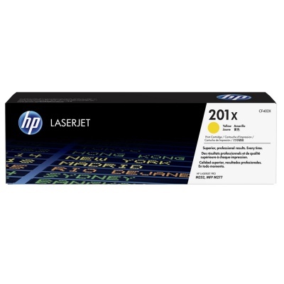 Embalagem de cartucho de toner HP LaserJet 201x amarelo CF402X