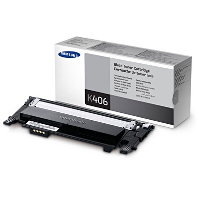 cartucho de toner preto Samsung K406 com embalagem branca e cinzenta
