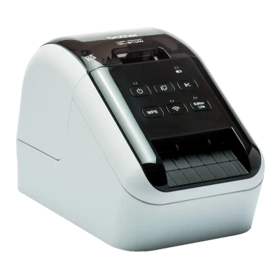Impressora de etiquetas Brother QL-710W preto e branco com painel de botões