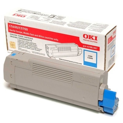 Cartucho de toner OKI para impressoras C5600/C5700 na cor ciano com embalagem