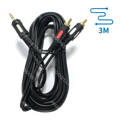 Cabo áudio jack 3.5mm para RCA de 3 metros preto