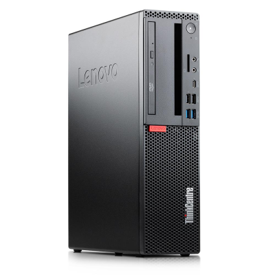 Computador Lenovo ThinkCentre preto com entrada DVD e portas USB