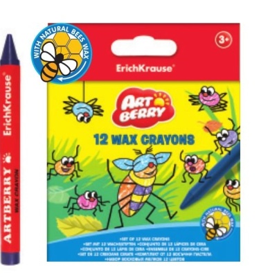 Embalagem de 12 lápis de cera Art Berry com abelhas e selo de cera natural de abelha