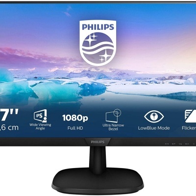 Monitor Philips preto de 27 polegadas com ecrã 1080p e tecnologia IPS