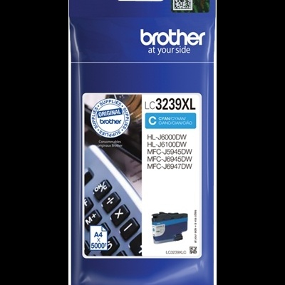 Embalagem azul de cartucho de tinta Brother LC3239XL ciano