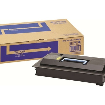 Cartucho de toner preto Kyocera TK-725 com embalagem castanha e azul