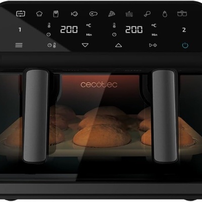 Forno multifunções preto cecotec com tabuleiro de pães a assar