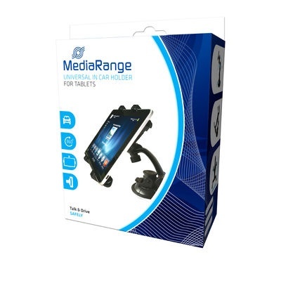 Embalagem de suporte universal para tablets MediaRange azul e branco