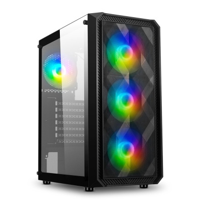 Gabinete de computador com ventoinhas RGB coloridas
