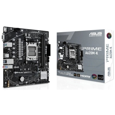 Placa-mãe ASUS PRIME A620M-K e sua caixa