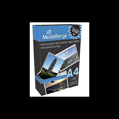 Caixa de papel fotográfico brilhante MediaRange A4 para jato de tinta