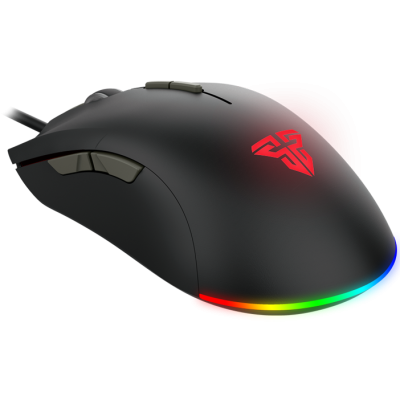 Rato de computador preto com luz LED RGB e logótipo iluminado