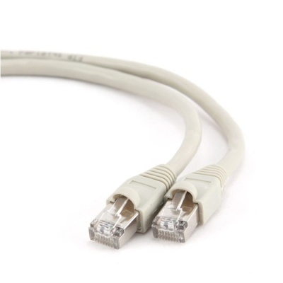 Cabo de rede Ethernet cinza claro com conectores RJ45