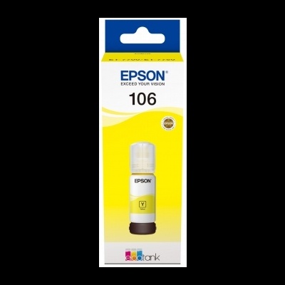 Frasco de tinta Epson amarela modelo 106 para impressoras EcoTank