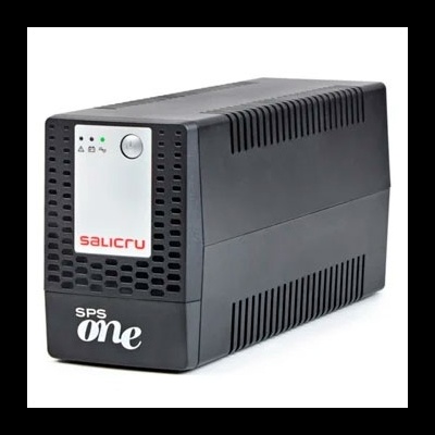 UPS preto Salicru SPS One com painel cinza prateado e indicadores LED