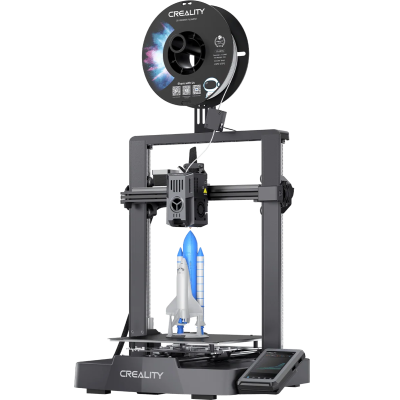 Impressora 3D CREALITY a imprimir um modelo de foguete