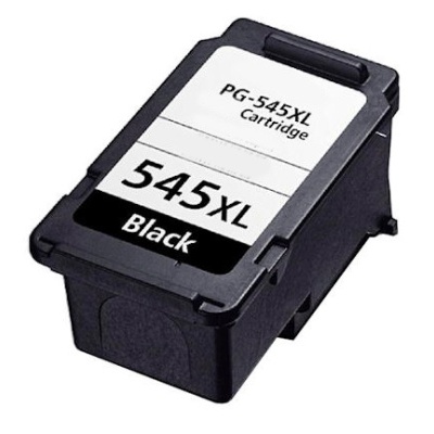 Cartucho de tinta preto com etiqueta branca e texto PG-545XL Cartridge, 545XL Black
