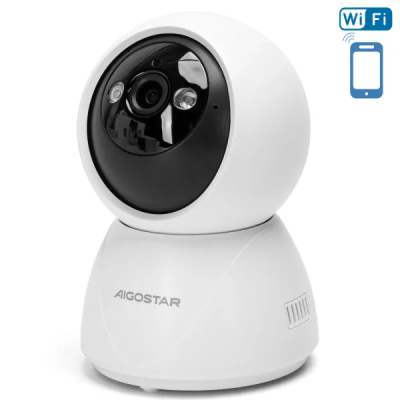 Câmara de segurança branca e preta Aigostar com conectividade WiFi